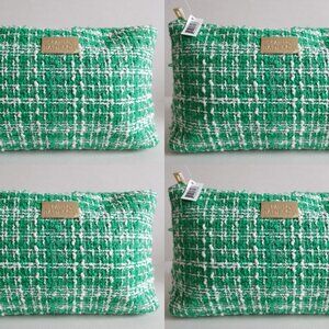 Marios Badescu Tweed Green/White Toiletry Bag Makeup Cosmetic Bag 4 PIECES